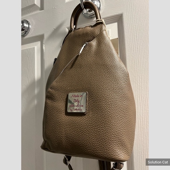 Valentina Italian Leather Convertible Sling Backpack NWT